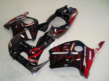 Cheap 1988-1989 Honda CBR250RR MC19 Motorcycle Fairings - Glossy Black Red Flame Canada