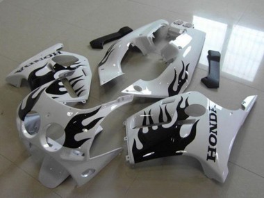 Cheap 1988-1989 Honda CBR250RR MC19 Motorcycle Fairings - White Glossy Black Flame Canada