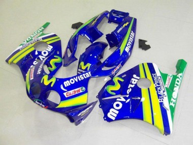 Cheap 1990-1998 Honda CBR250RR MC22 Motorcycle Fairings - Blue Yellow Green MoviStar Castrol Canada