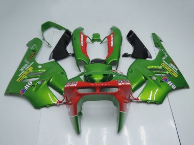 Cheap 1994-1997 Kawasaki ZX9R Motorcycle Fairings - Green Red Elf Dunlop Canada