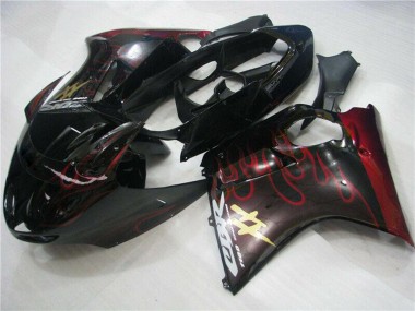 Cheap 1996-2007 Honda CBR1100XX Blackbird Abs Motorcycle Fairings - Glossy Black Red Flame Canada