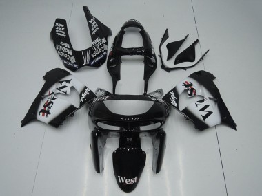 Cheap 1998-1999 Kawasaki ZX9R Motorcycle Fairings - Glossy Black White West Canada