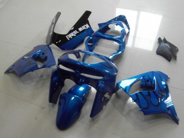 Cheap 1998-1999 Kawasaki ZX9R Motorcycle Fairings - Blue Black Flame Canada