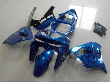 Cheap 1998-1999 Kawasaki ZX9R Motorcycle Fairings - Blue Black Flame Canada