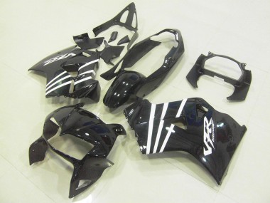 Cheap 1998-2001 Honda VFR 800 Motorcycle Fairings - Glossy Black White Stripe Canada