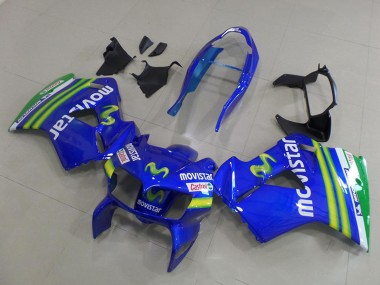 Cheap 1998-2001 Honda VFR 800 Motorcycle Fairings - Blue Green White MoviStar Canada