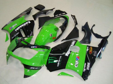 Cheap 2000-2001 Kawasaki ZX12R Motorcycle Fairings - Green Glossy Black Elf Touch4 Monster Canada