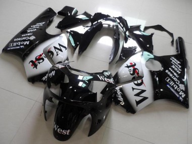 Cheap 2000-2001 Kawasaki ZX12R Motorcycle Fairings - Glossy Black White West Canada
