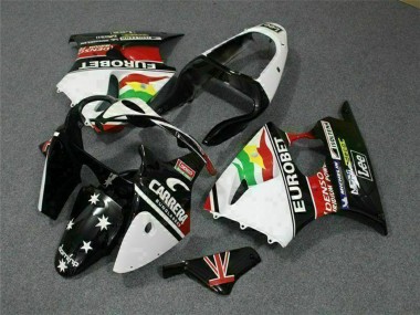 Cheap 2000-2002 Kawasaki ZX6R Motorcycle Fairings - White Red Yellow Green Glossy Black Star EuroBet Canada