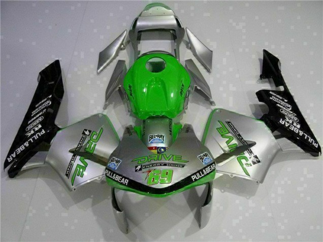 2003-2004 Honda CBR600RR Motorcycle Fairing - Silver Green Glossy Black Canada