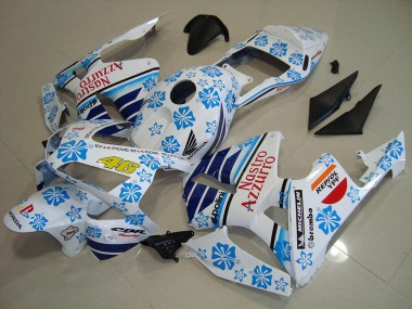 Cheap 2003-2004 Honda CBR600RR Motorcycle Fairings - White Blue Red Nastro Azzurro Canada