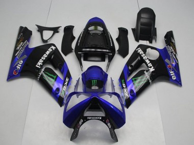 Cheap 2003-2004 Kawasaki ZX6R Motorcycle Fairings - Glossy Black Blue Green Monster Canada