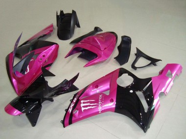 Cheap 2003-2004 Kawasaki ZX6R Motorcycle Fairings - Pink Black White Monster Canada
