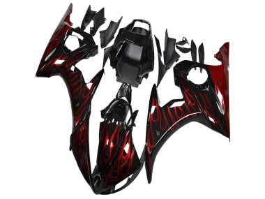 Cheap 2003-2004 Yamaha YZF R6 Motorcycle Fairing - Glossy Black Red Flame Canada