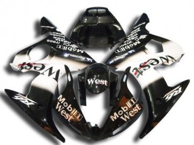 Cheap 2003-2004 Yamaha YZF R6 Motorcycle Fairings - Glossy Black White Mobil West Michelin Canada