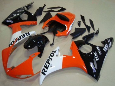 Cheap 2003-2004 Yamaha YZF R6 Motorcycle Fairing - Orange White Glossy Black Repsol Canada