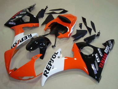 Cheap 2003-2004 Yamaha YZF R6 Motorcycle Fairings - Orange White Glossy Black Repsol Canada
