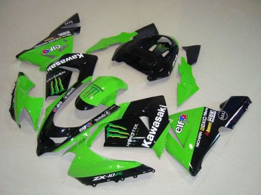 Cheap 2004-2005 Kawasaki ZX10R Motorcycle Fairings - Green Black Monster Elf Canada