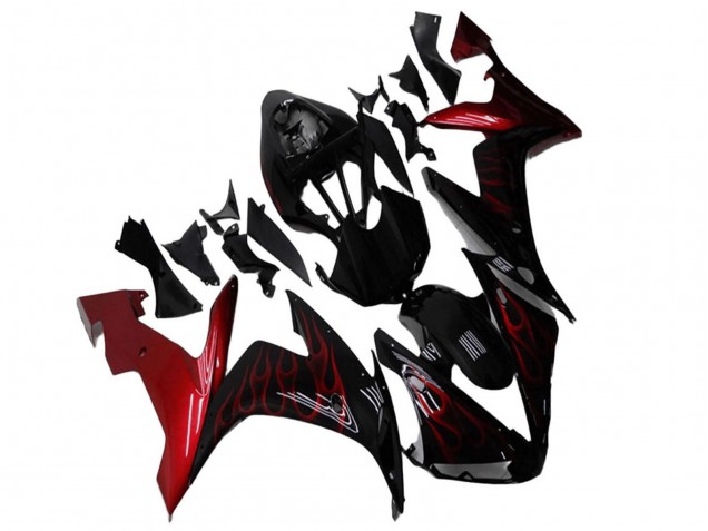 2004-2006 Yamaha YZF R1 Motorcycle Fairings - Glossy Black Red Flame Canada