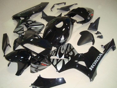 Cheap 2005-2006 Honda CBR600RR Motorcycle Fairings - Glossy Black Silver with Flame Canada