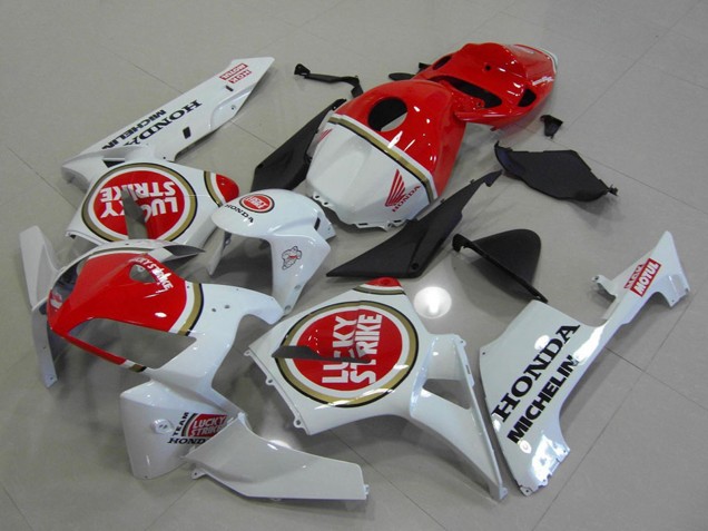 2005-2006 Honda CBR600RR Motorcycle Fairings - White Red Lucky Strike Canada