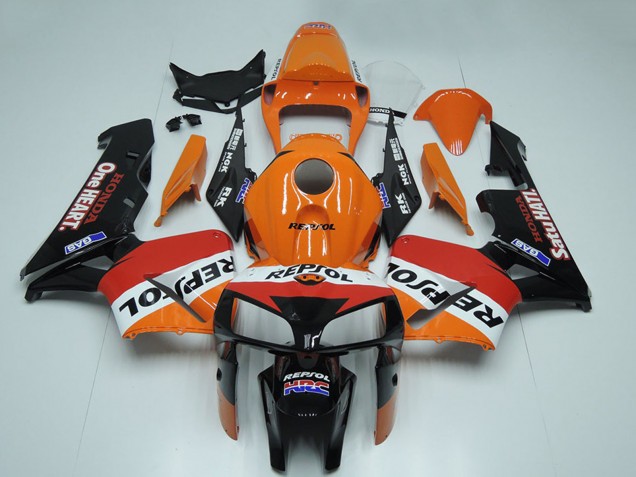 2005-2006 Honda CBR600RR Motorcycle Fairing - Black Orange White Red Repsol Canada