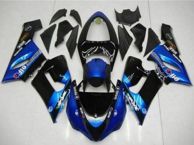 Cheap 2005-2006 Kawasaki ZX6R Motorcycle Fairings - Blue Glossy Black Elf Canada