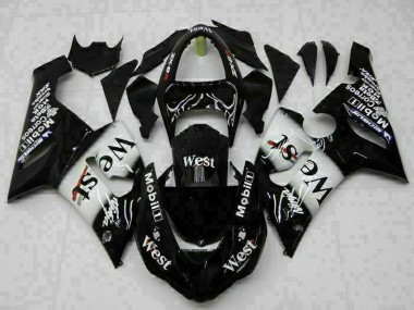 Cheap 2005-2006 Kawasaki ZX6R Motorcycle Fairings - Glossy Black White West Canada