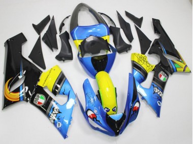 Cheap 2005-2006 Kawasaki ZX6R Motorcycle Fairings - Blue Yellow Black Shark Canada