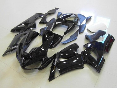 Cheap 2005-2006 Kawasaki ZX6R Motorcycle Fairings - Glossy Black Silver Decals Canada