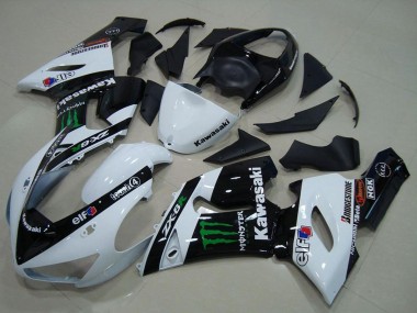 Cheap 2005-2006 Kawasaki ZX6R Motorcycle Fairings - White Glossy Black Green Monster Canada