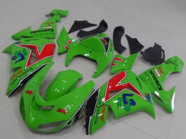 Cheap 2005-2006 Kawasaki ZX6R Motorcycle Fairings - Green Red Black ENEOS Banca Canada