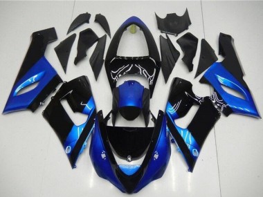 Cheap 2005-2006 Kawasaki ZX6R Motorcycle Fairing Kits - Blue Glossy Black Canada