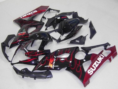 Cheap 2005-2006 Suzuki GSXR 1000 Motorcycle Fairings - Glossy Black Red Flame Canada