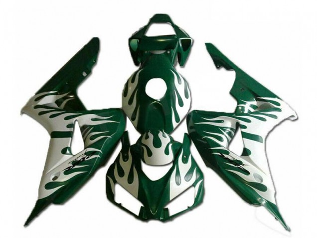 2006-2007 Honda CBR1000RR Motorcycle Fairings - White Green Flame Canada
