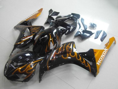 Cheap 2006-2007 Honda CBR1000RR Motorcycle Fairings - Glossy Black Gold Flame Canada