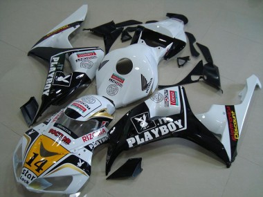 Cheap 2006-2007 Honda CBR1000RR Motorcycle Fairings - White Yellow Glossy Black Denso Playboy 14 Canada