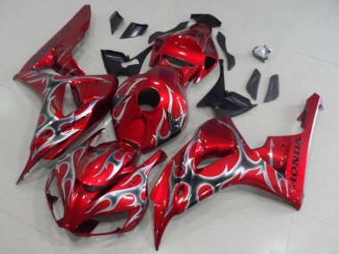 Cheap 2006-2007 Honda CBR1000RR Motorcycle Fairings - Red Black Silver Flame Canada