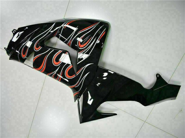 2006-2007 Kawasaki ZX10R Motorcycle Fairing Kits - Glossy Black Red Flame Canada
