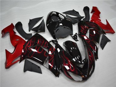 Cheap 2006-2007 Kawasaki ZX10R Motorcycle Fairing - Glossy Black Red Flame Canada