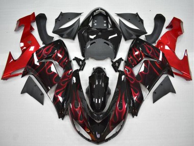 Cheap 2006-2007 Kawasaki ZX10R Motorcycle Fairing - Glossy Black Red Flame Canada