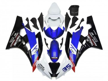 Cheap 2006-2007 Yamaha YZF R6 Motorcycle Fairings - White Blue Glossy Black Yamalube Becker Carbon Canada