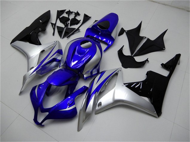 2007-2008 Honda CBR600RR Motorcycle Fairings - Silver Blue Glossy Black OEM Style Canada