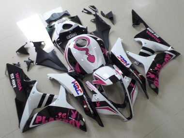 Cheap 2007-2008 Honda CBR600RR Motorcycle Fairings - White Pink Matte Black HRC Playboy with Durex Canada