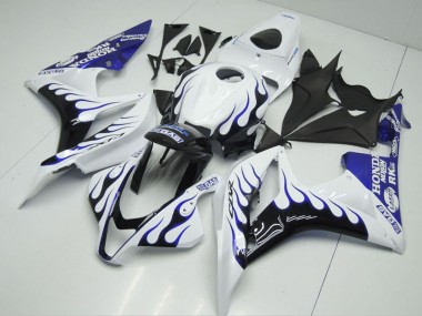 Cheap 2007-2008 Honda CBR600RR Motorcycle Fairings - White Blue Glossy Black Flame Canada