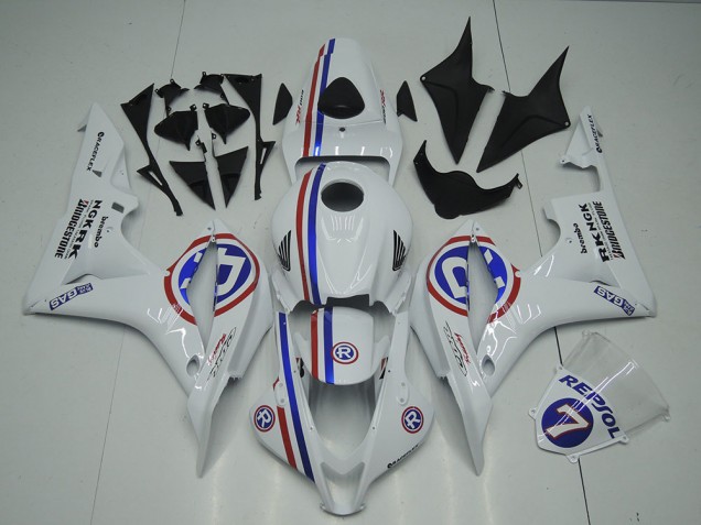 2007-2008 Honda CBR600RR Motorcycle Fairings - White Red Blue R Canada