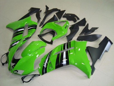 Cheap 2007-2008 Kawasaki ZX6R Motorcycle Fairings - Green and Silver Stripe Canada