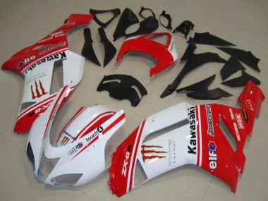 Cheap 2007-2008 Kawasaki ZX6R Motorcycle Fairings - Red and White Canada