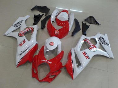 Cheap 2007-2008 Suzuki GSXR 1000 Motorcycle Fairing - White Red Lucky Strike Canada