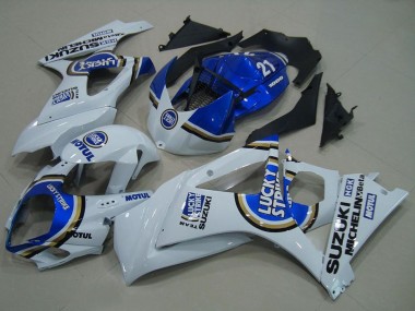 Cheap 2007-2008 Suzuki GSXR 1000 Motorcycle Fairings - White Blue Lucky Strike Canada